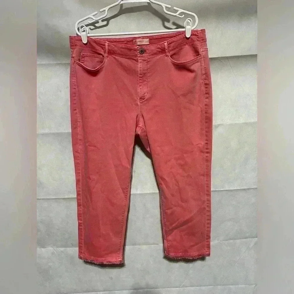 J.Jill Women’s 16 Coral Authentic Fit Cropped Raw Hem Cotton Spandex Denim Pants